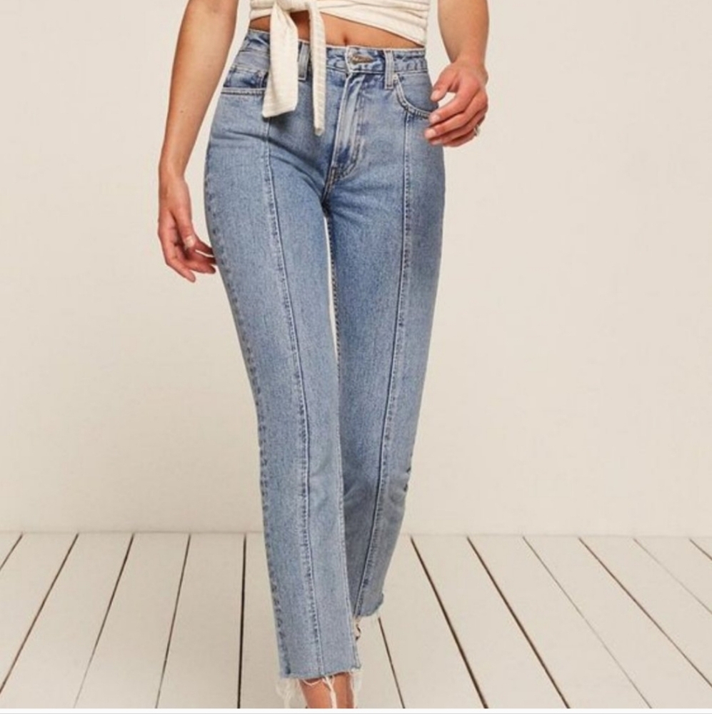 Reformation Jeans Seamed Jeans Celtic Wash Crop High rise Straight Leg